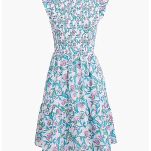 J. Crew Flutter-Sleeve Mini Dress White Frosted Aqua